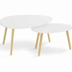 IDMarket Lot de 2 tables gigognes scandinaves laquées blanc* Collection Scandinave|Salon Complet