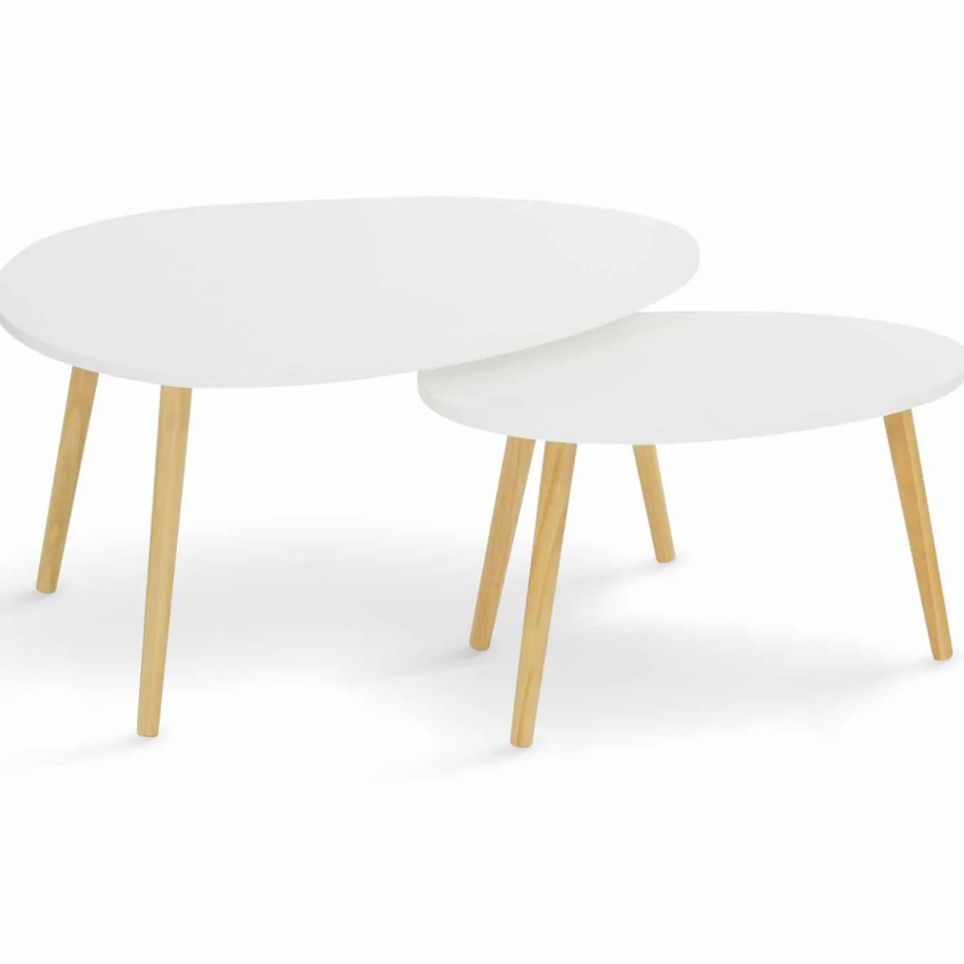 IDMarket Lot de 2 tables gigognes scandinaves laquées blanc* Collection Scandinave|Salon Complet