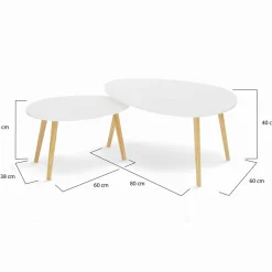 IDMarket Lot de 2 tables gigognes scandinaves laquées blanc* Collection Scandinave|Salon Complet