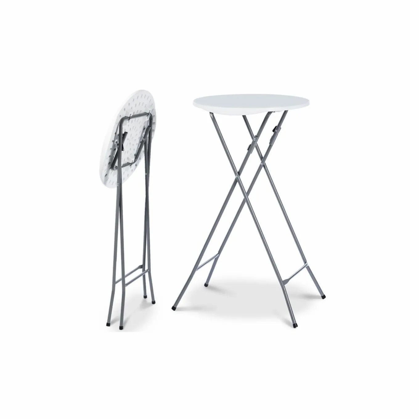 IDMarket Lot de 4 tables hautes pliantes d’extérieur + housses blanches* Mobilier Pliant D'Appoint