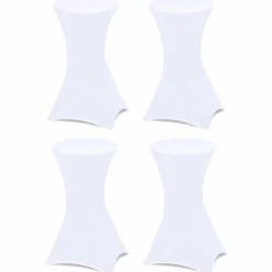 IDMarket Lot de 4 tables hautes pliantes d’extérieur + housses blanches* Mobilier Pliant D'Appoint