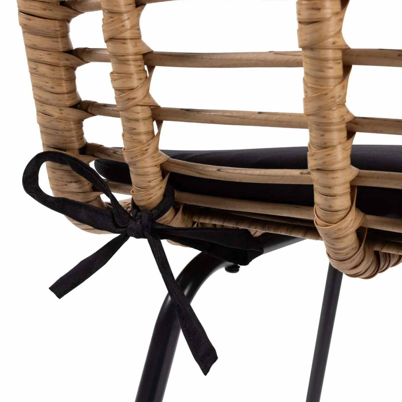 IDMarket Lot de 2 tabourets de bar effet rotin pied métal noir* Collection Cannage|Collection Vintage