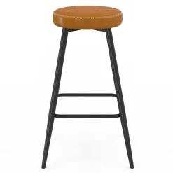 IDMarket Lot de 2 tabourets de bar effet cuir marron et pieds métal* Collection Vintage|Cuisine Complète