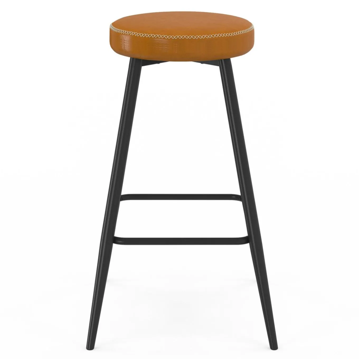 IDMarket Lot de 2 tabourets de bar effet cuir marron et pieds métal* Collection Vintage|Cuisine Complète