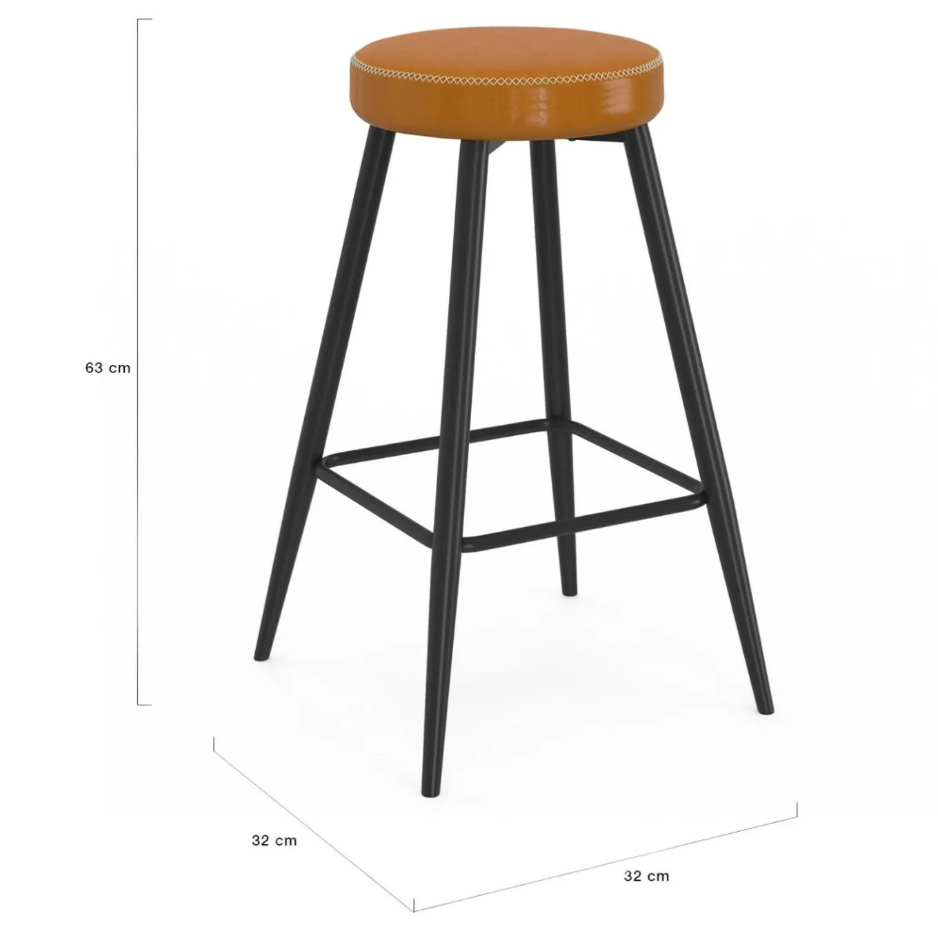 IDMarket Lot de 2 tabourets de bar effet cuir marron et pieds métal* Collection Vintage|Cuisine Complète