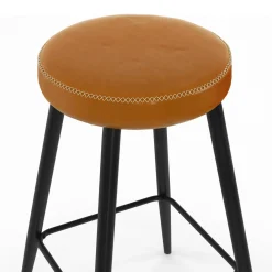 IDMarket Lot de 2 tabourets de bar effet cuir marron et pieds métal* Collection Vintage|Cuisine Complète