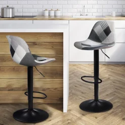 IDMarket Lot de 2 tabourets de bar noirs réglables patchworks noirs, gris et blancs* Collection Contemporaine|Tabourets De Bar
