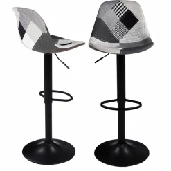 IDMarket Lot de 2 tabourets de bar noirs réglables patchworks noirs, gris et blancs* Collection Contemporaine|Tabourets De Bar