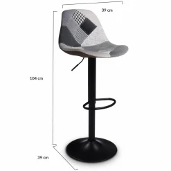 IDMarket Lot de 2 tabourets de bar noirs réglables patchworks noirs, gris et blancs* Collection Contemporaine|Tabourets De Bar