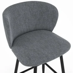IDMarket Lot de 4 tabourets de bar assise en tissu gris foncé et pieds en métal noir* Collection Contemporaine|Tabourets De Bar