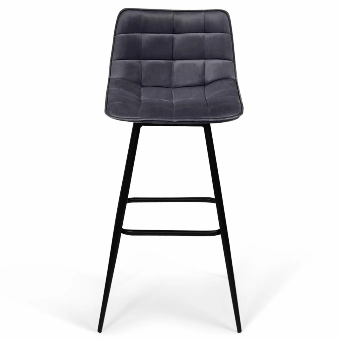 IDMarket Lot de 2 tabourets de bar en velours gris foncé* Collection Vintage|Collection Moderne