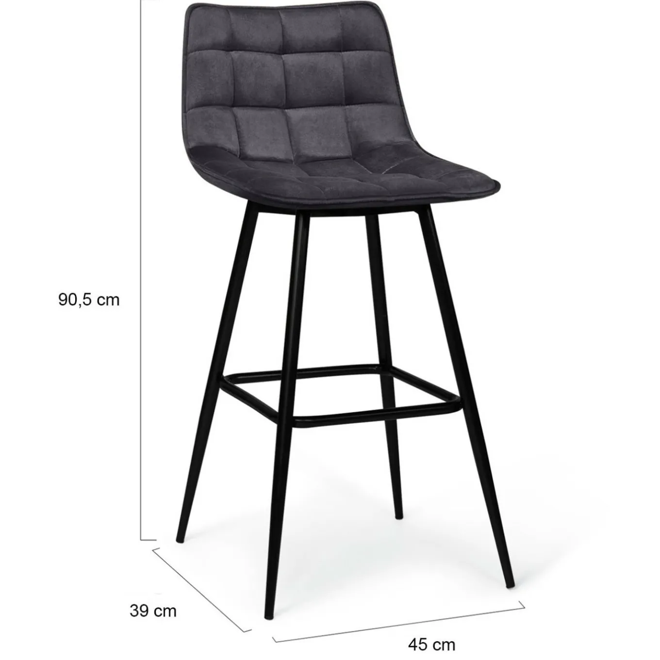 IDMarket Lot de 2 tabourets de bar en velours gris foncé* Collection Vintage|Collection Moderne