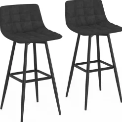 IDMarket Lot de 2 tabourets de bar en velours noir* Collection Vintage|Tabourets De Bar