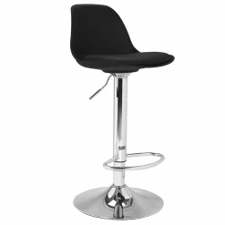 IDMarket Lot de 4 tabourets de bar noir réglables pied métal* Collection Contemporaine|Tabourets De Bar