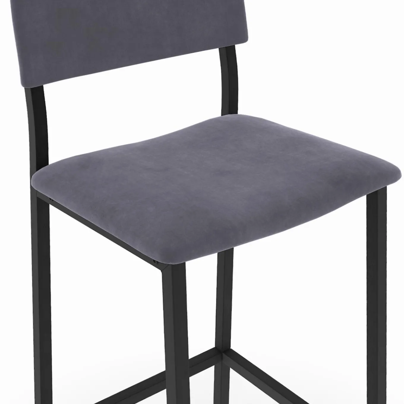 IDMarket Lot de 4 tabourets de bar en velours et métal mix color : bleu, gris et jaune* Tabourets De Bar