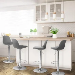 IDMarket Lot de 4 tabourets de bar gris réglables pied métal* Collection Contemporaine|Tabourets De Bar