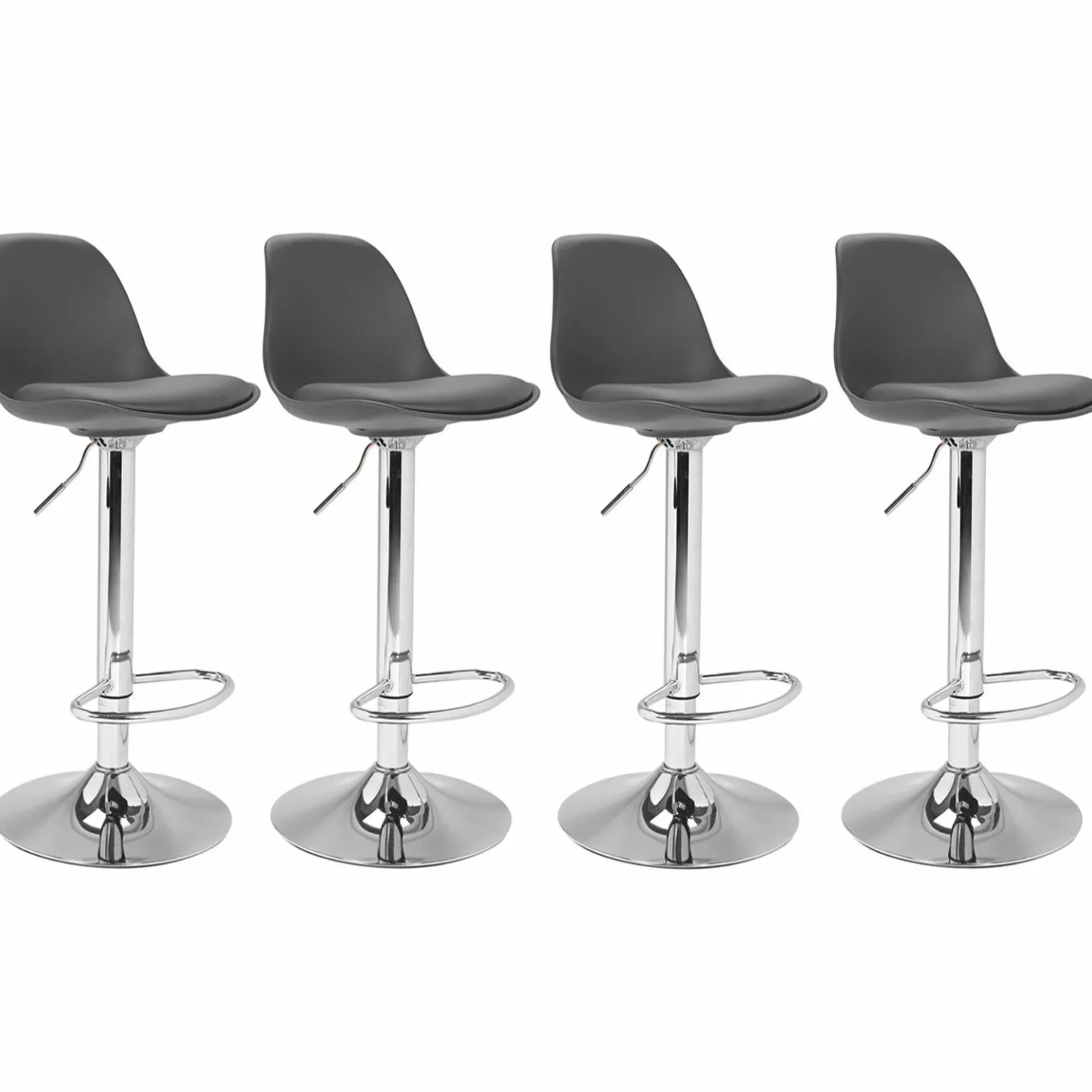 IDMarket Lot de 4 tabourets de bar gris réglables pied métal* Collection Contemporaine|Tabourets De Bar