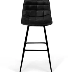 IDMarket Lot de 6 tabourets de bar en velours noir* Collection Vintage|Tabourets De Bar