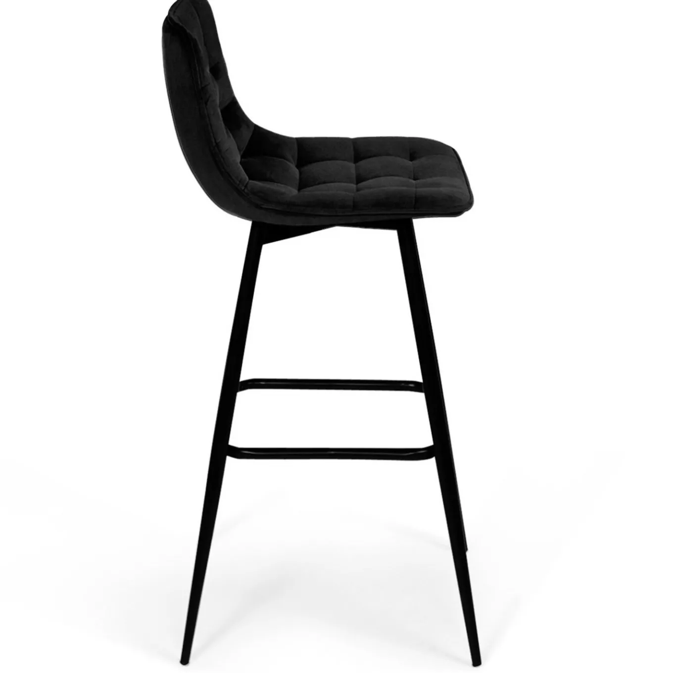 IDMarket Lot de 6 tabourets de bar en velours noir* Collection Vintage|Tabourets De Bar