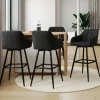IDMarket Lot de 4 tabourets de bar en velours noir avec accoudoirs* Collection Vintage|Tabourets De Bar