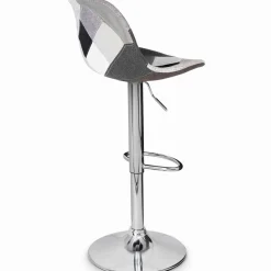IDMarket Lot de 2 tabourets de bar design pied chromé assise patchwork noir, gris et blanc* Collection Contemporaine|Tabourets De Bar