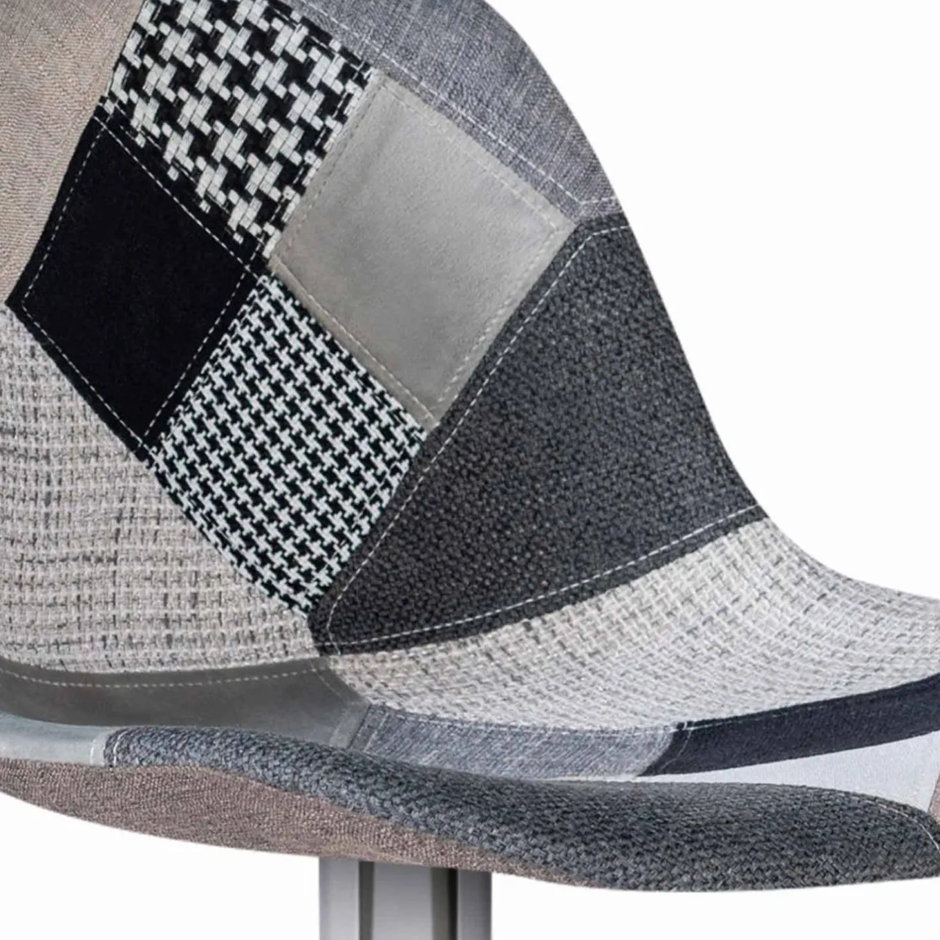 IDMarket Lot de 2 tabourets de bar design pied chromé assise patchwork noir, gris et blanc* Collection Contemporaine|Tabourets De Bar