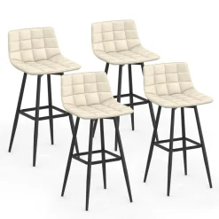 IDMarket Lot de 4 tabourets de bar beige et confortable* Tabourets De Bar|Chaises De Bar
