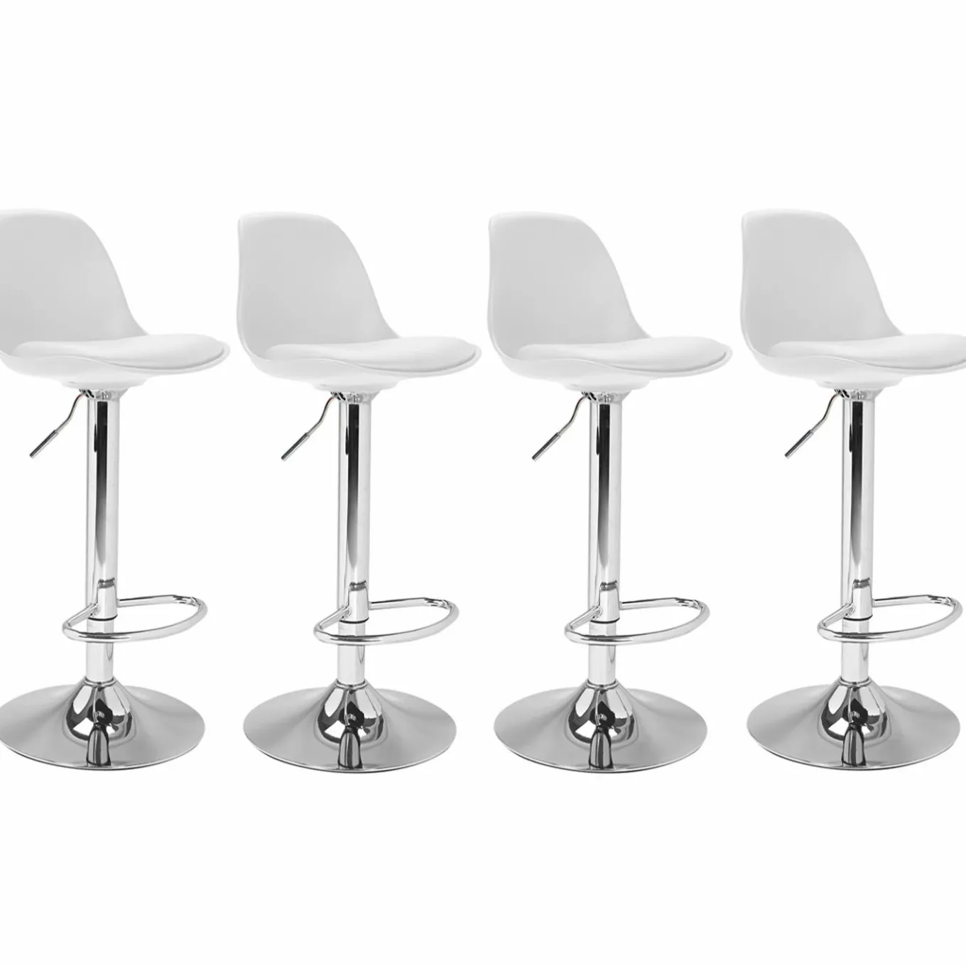 IDMarket Lot de 4 tabourets de bar blanc réglables pied métal* Collection Contemporaine|Tabourets De Bar
