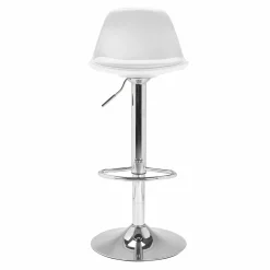 IDMarket Lot de 4 tabourets de bar blanc réglables pied métal* Collection Contemporaine|Tabourets De Bar
