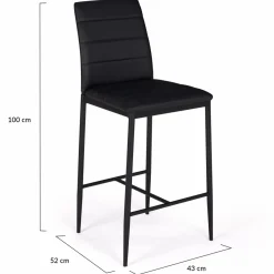 IDMarket Lot de 4 tabourets de bar en PVC noir rembourrés* Collection Contemporaine|Tabourets De Bar