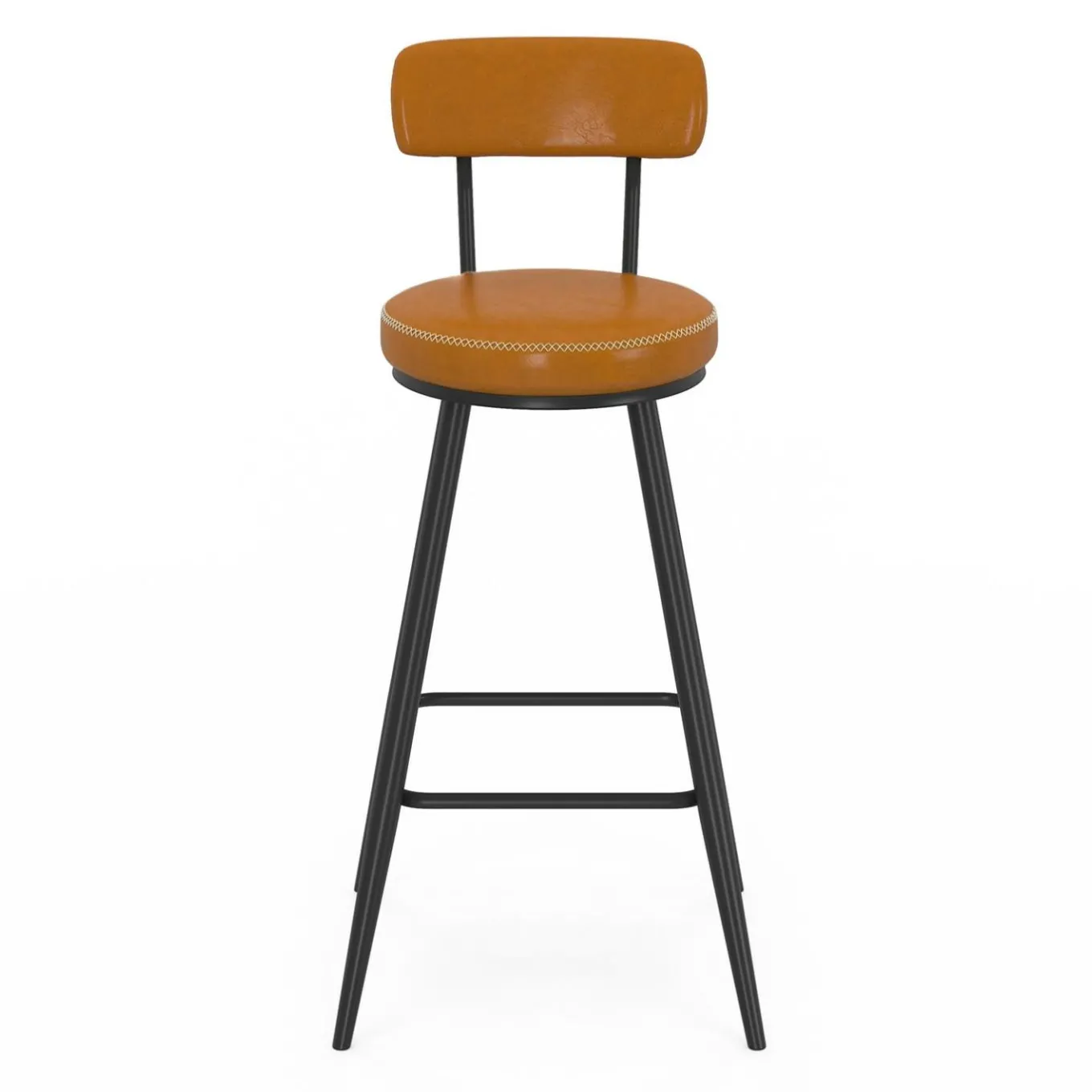 IDMarket Lot de 4 tabourets de bar effet cuir marron et pieds métal* Collection Vintage|Cuisine Complète