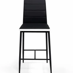 IDMarket Lot de 4 tabourets de bar en PVC noir avec bande blanche* Collection Moderne|Tabourets De Bar