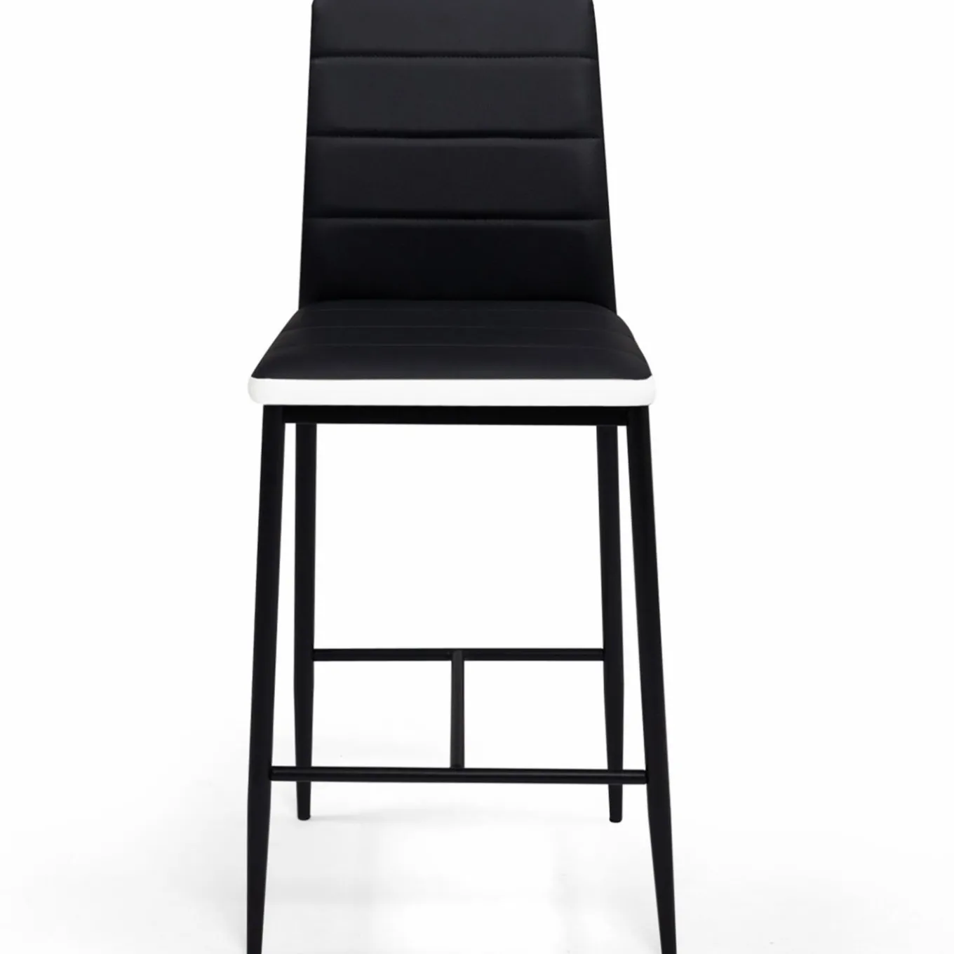 IDMarket Lot de 4 tabourets de bar en PVC noir avec bande blanche* Collection Moderne|Tabourets De Bar