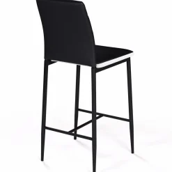 IDMarket Lot de 4 tabourets de bar en PVC noir avec bande blanche* Collection Moderne|Tabourets De Bar