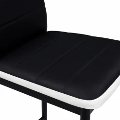 IDMarket Lot de 4 tabourets de bar en PVC noir avec bande blanche* Collection Moderne|Tabourets De Bar