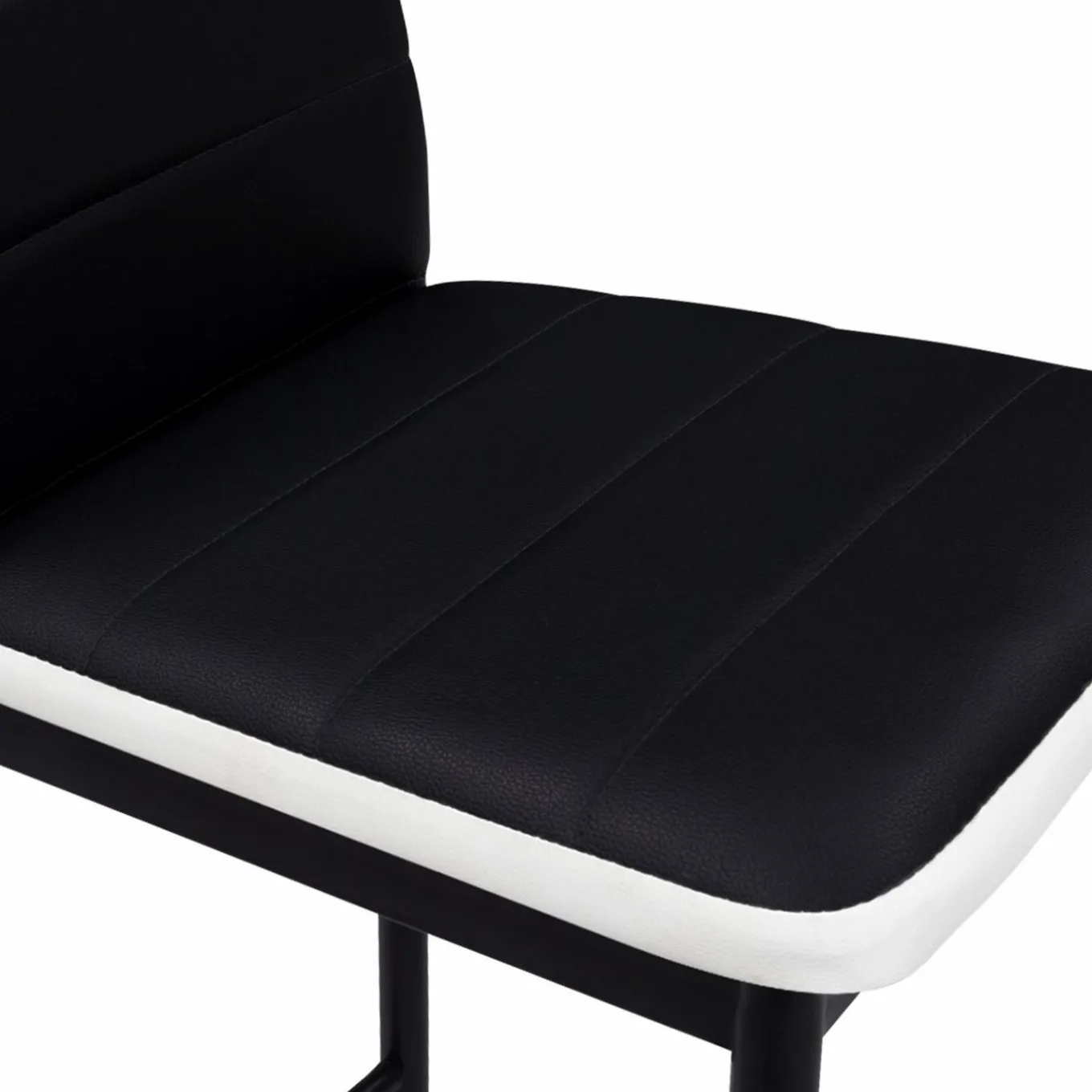 IDMarket Lot de 4 tabourets de bar en PVC noir avec bande blanche* Collection Moderne|Tabourets De Bar