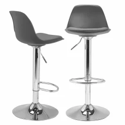 IDMarket Lot de 2 tabourets de bar Karl design gris* Collection Contemporaine|Tabourets De Bar