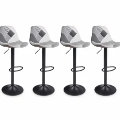 IDMarket Lot de 4 tabourets de bar design patchworks noir, gris et blanc* Collection Contemporaine|Tabourets De Bar
