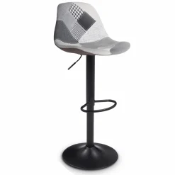 IDMarket Lot de 4 tabourets de bar design patchworks noir, gris et blanc* Collection Contemporaine|Tabourets De Bar