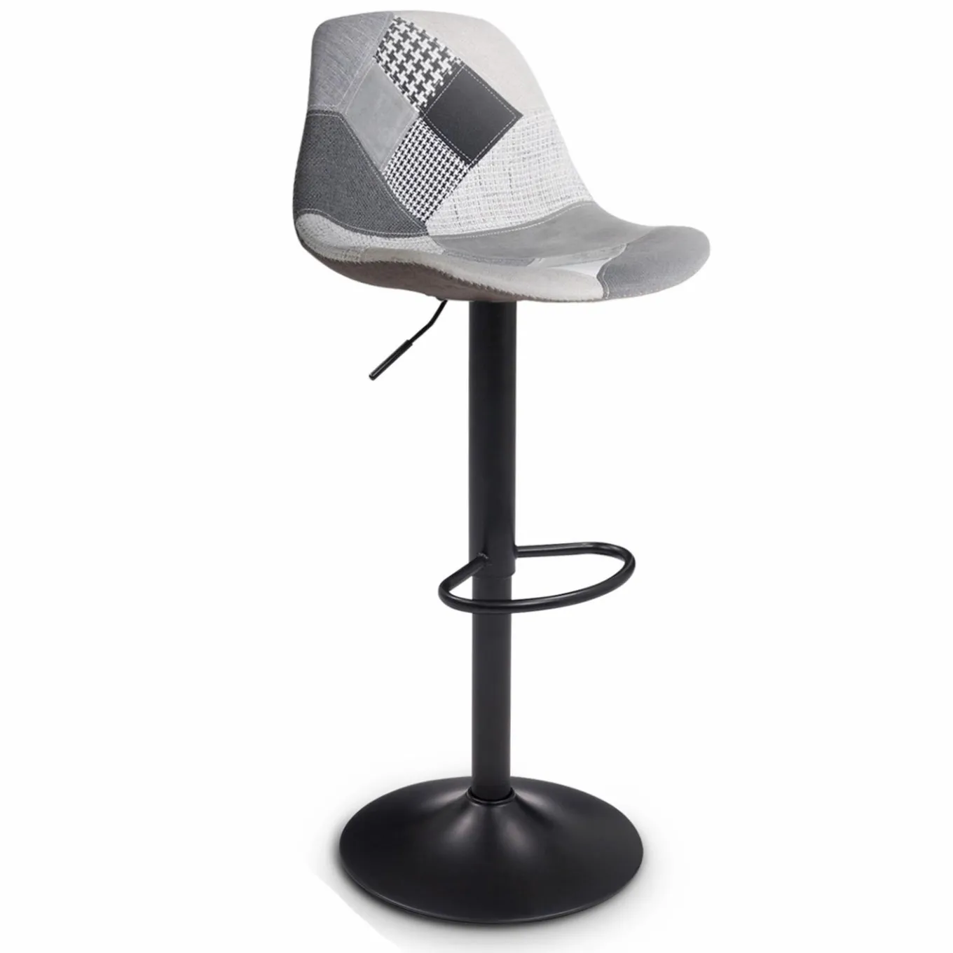 IDMarket Lot de 4 tabourets de bar design patchworks noir, gris et blanc* Collection Contemporaine|Tabourets De Bar