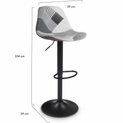 IDMarket Lot de 4 tabourets de bar design patchworks noir, gris et blanc* Collection Contemporaine|Tabourets De Bar