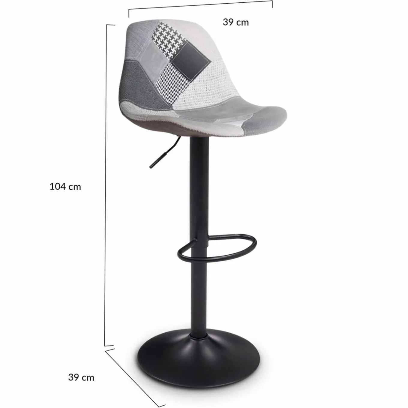 IDMarket Lot de 4 tabourets de bar design patchworks noir, gris et blanc* Collection Contemporaine|Tabourets De Bar