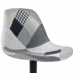 IDMarket Lot de 4 tabourets de bar design patchworks noir, gris et blanc* Collection Contemporaine|Tabourets De Bar