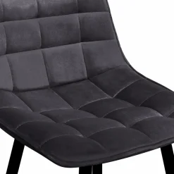 IDMarket Lot de 4 tabourets en velours gris matelassé* Collection Vintage|Collection Moderne