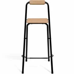 IDMarket Lot de 4 tabourets hauts pliants industriels noir et bois* Tabourets De Bar|Chaises De Bar