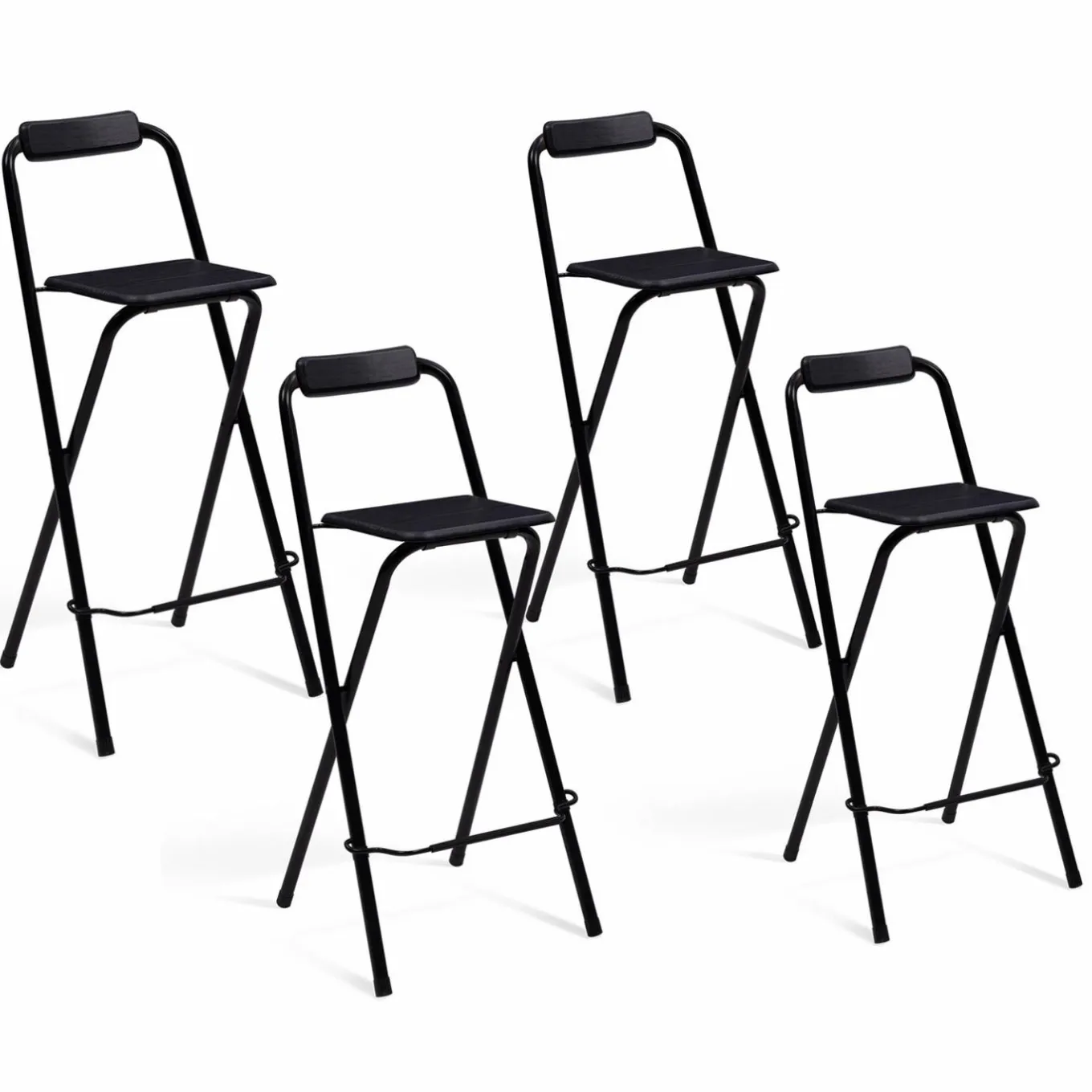 IDMarket Lot de 4 tabourets hauts pliants noirs* Collection Contemporaine|Tabourets De Bar