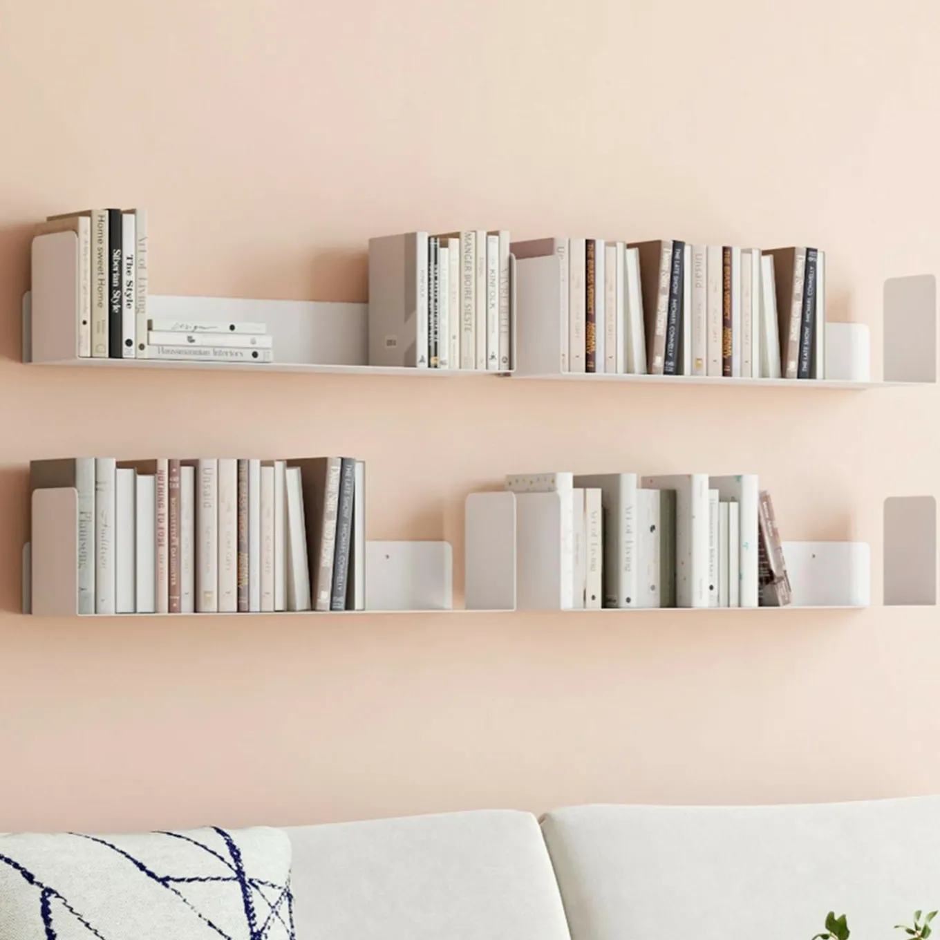 IDMarket Lot de 4 étagères blanches 60x15 cm pour livres* Etagères|Collection Industrielle