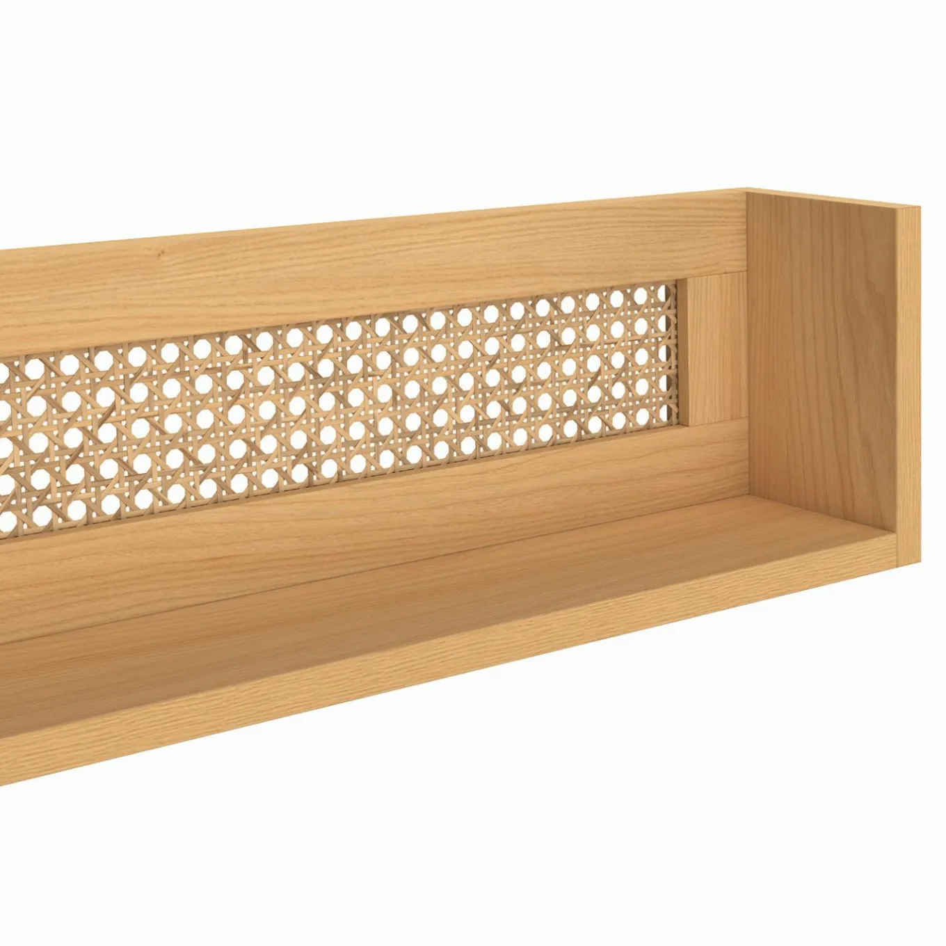 IDMarket Lot de 3 étagères murales bois et cannage 60/45/30 cm* Collection Cannage|Etagères