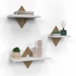 IDMarket Lot de 3 étagères murales couleur hêtre et blanc* Etagères