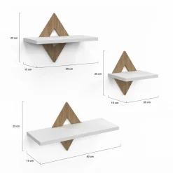 IDMarket Lot de 3 étagères murales couleur hêtre et blanc* Etagères